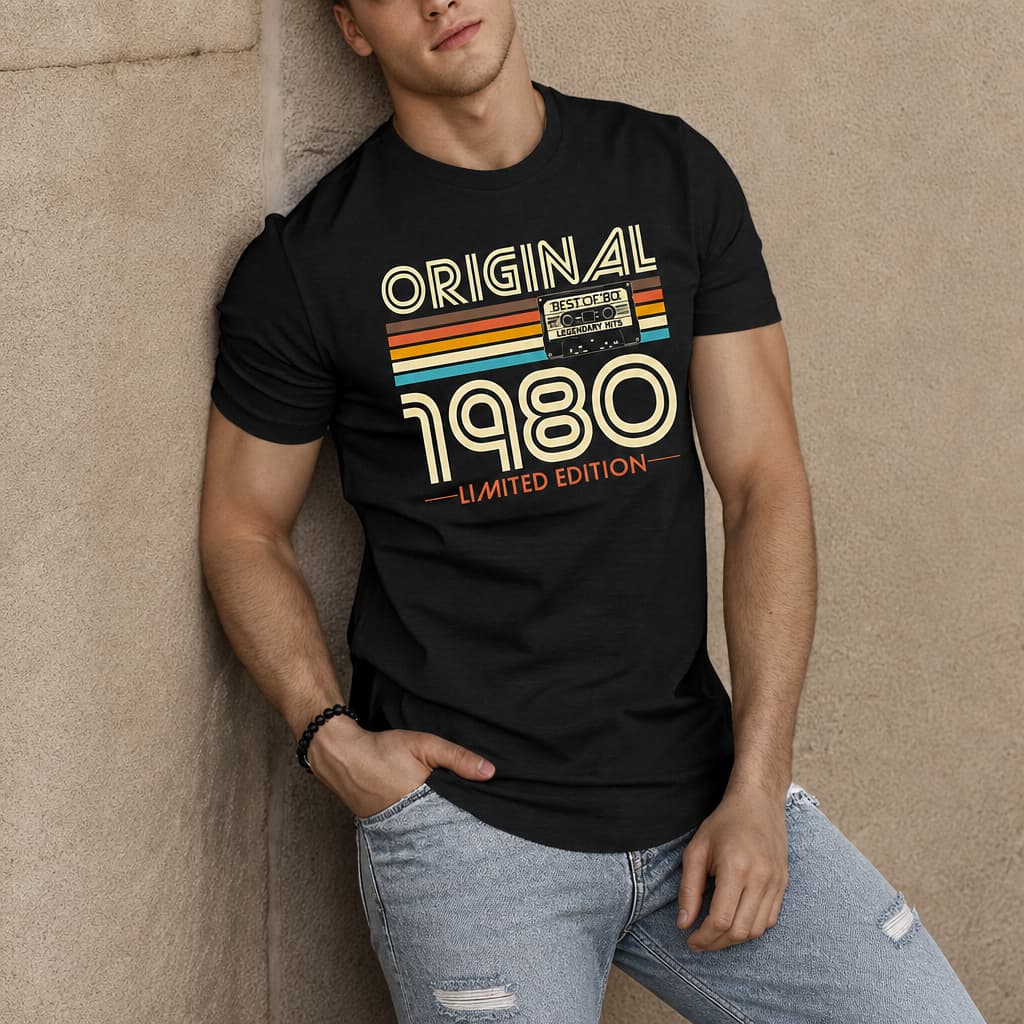 Camiseta Retro 1980 Estampada Streetwear Confortável Estilosa Camisa Masculina Retrô Casual 100% Algodão
