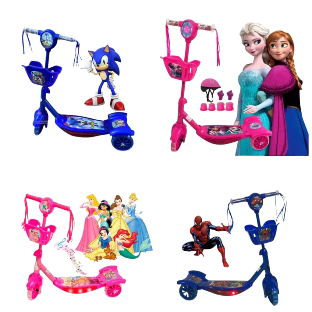 Patinete Infantil Menino/Menina com Som e Rodas de Gel