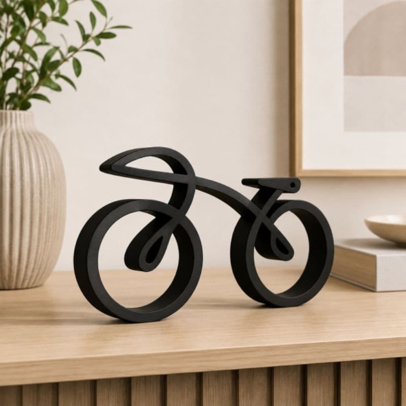 Escultura Decorativa Bicicleta 15cm | Design Minimalista Moderno | Enfeite para Sala, Escritório e Estante | 3D Premium