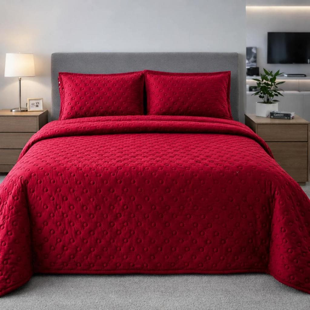 Cobre Leito Queen Vermelho Toque Aveludado Macio com Porta Travesseiros