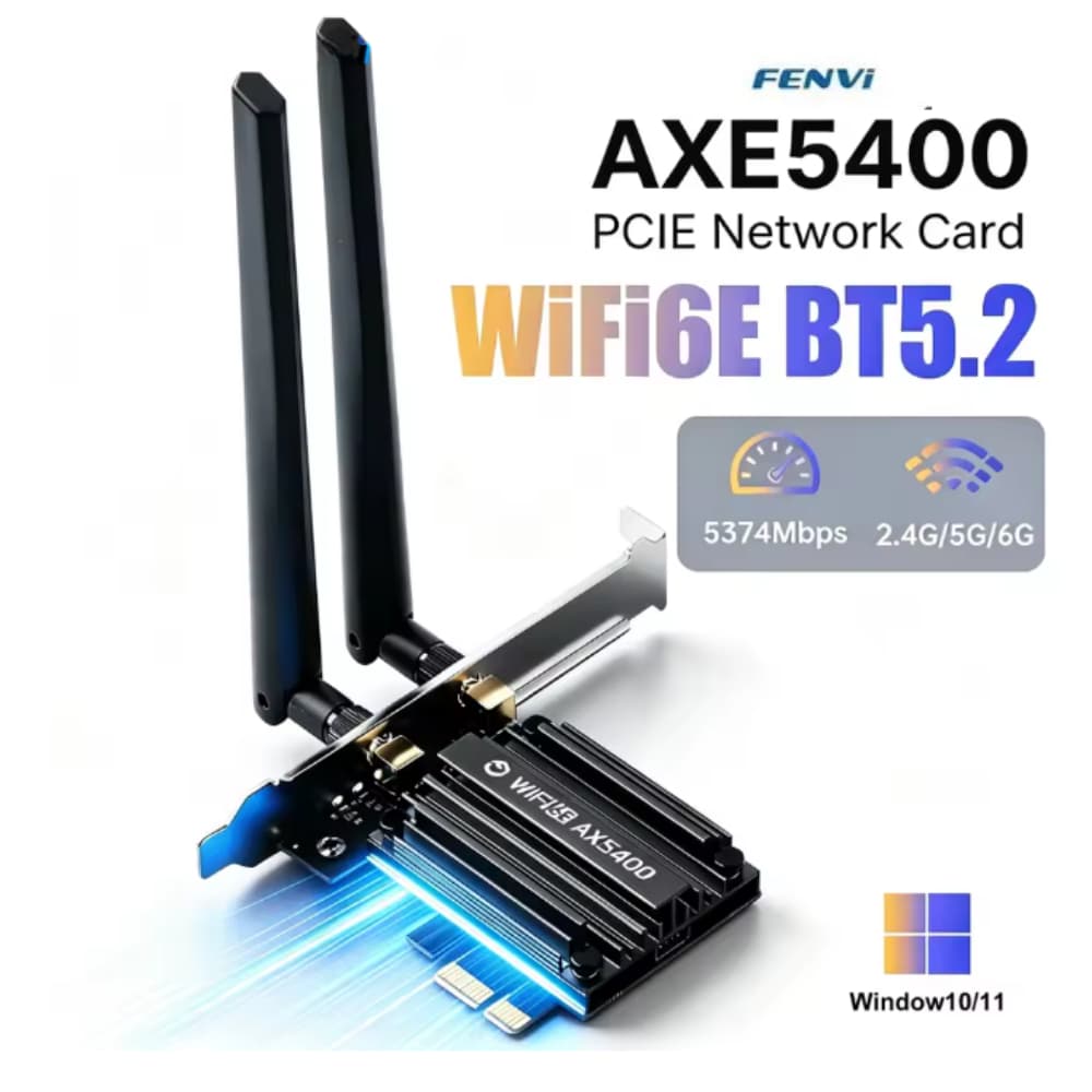 Wi-fi6E AX5400 Fenvi mt7922 5374mbps wifi be bt 5.2 tri banda 2.4g/5g/6ghz pcie 802.11ax placa de rede para pc win 10/11