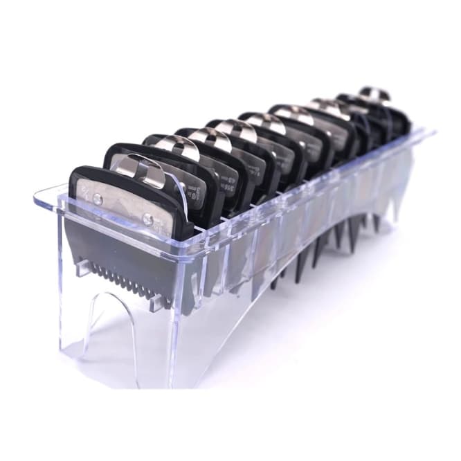 Kit 10 Pentes de Máquina Clip com Suporte Organizador Profissional Barbeiro Barbearia Salão