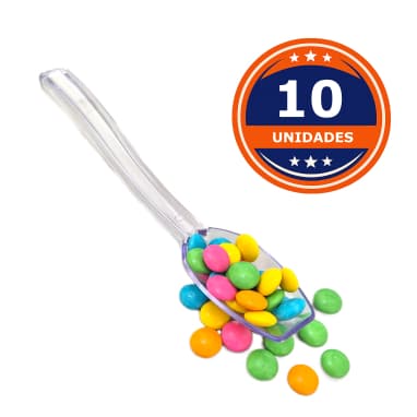 Kit 10 Colher P/ Ingredientes Buffet Sorveteria Açaiteria Transparente