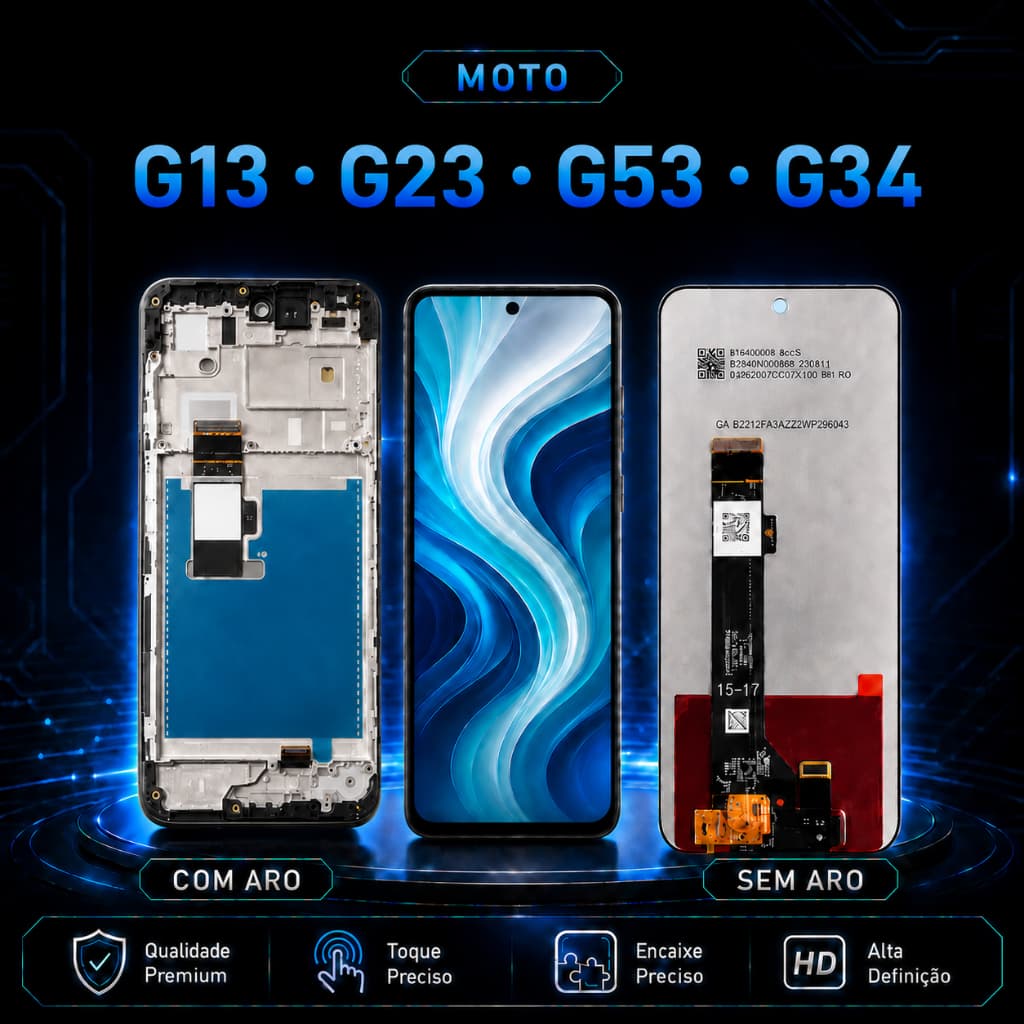 Tela de Reposição para MOTO G13 G23 G53 G34 LCD Touch Alta Definição com ou sem Aro