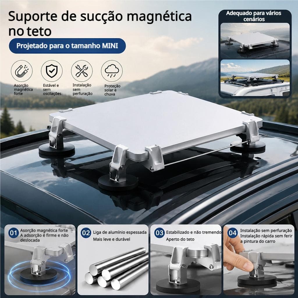 Suporte Magnético de Teto em ABS para Antena Starlink - Mini Fixador Universal Carro e Barco