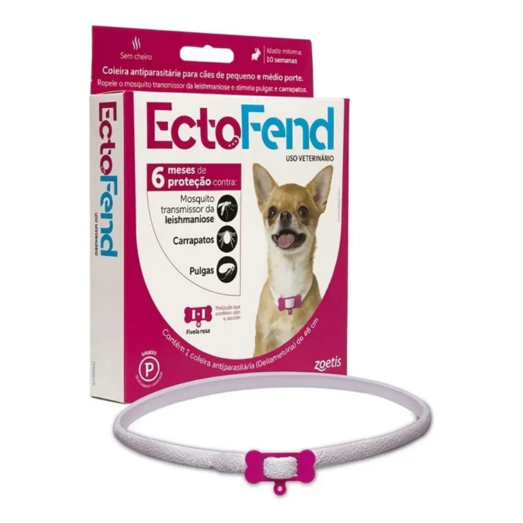 Coleira Antipulgas Zoetis EctoFend 48cm Cães Pequenos Médios