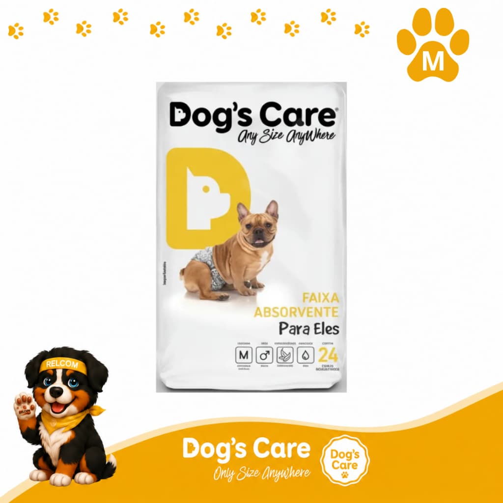 Fralda higiênica cães Pet descartável para cachorro Macho M kit 24 unidades Dogs care