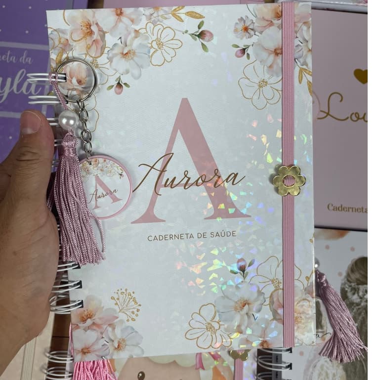 Cadernet de Vacinação Menina Personalizada Tema Floral Edição Atualizada