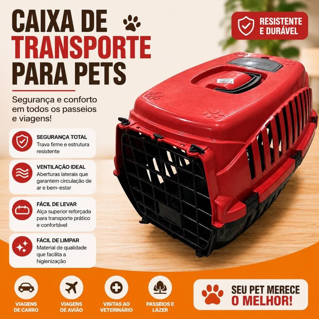 Caixa Transporte Pet Cães e Gatos Christino Premium e Abertura Superior para Carinho