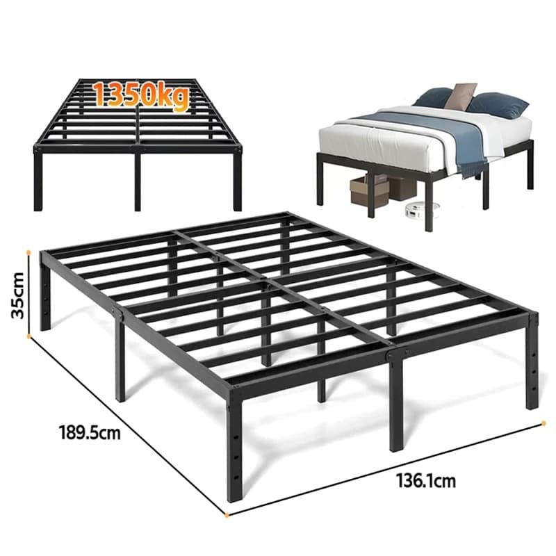 Cama de solteiro e casal com estrado de metal dobrável, fácil montagem, conta com almofadas reforçadas