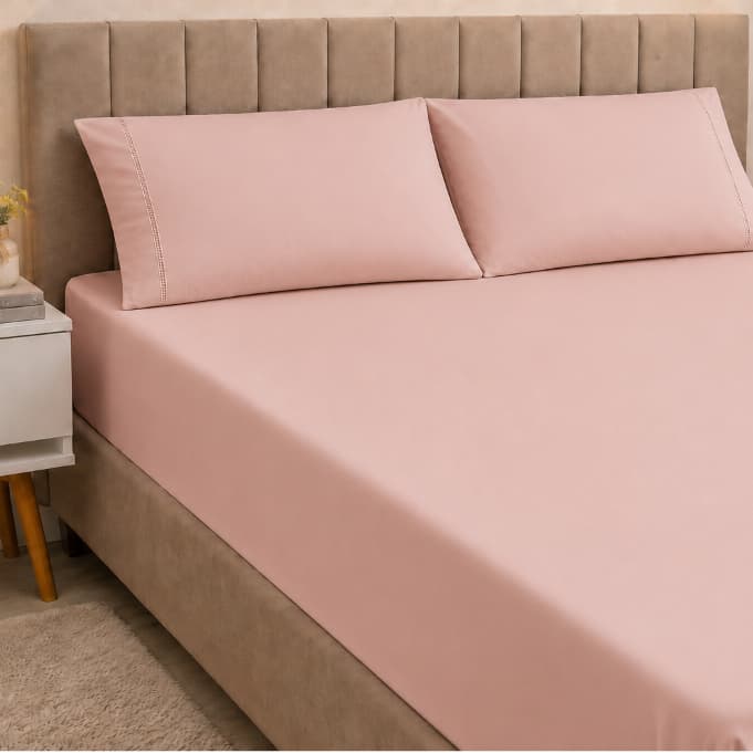 Jogo de Lençol Solteiro 02 Peças, Casal, Queen, King 03 Peças 400 Fios Cama Micropercal Ponto Palito