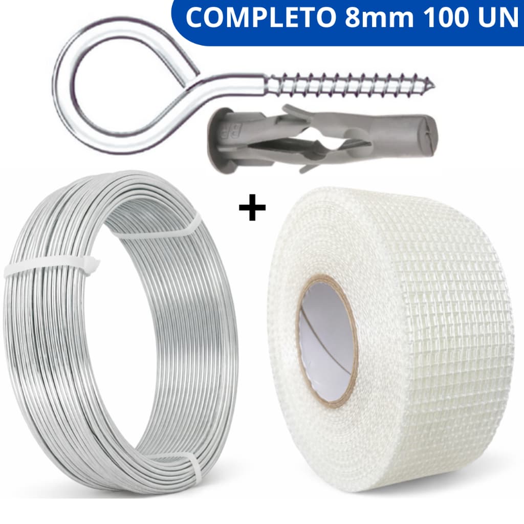 KIT Pitão 8 + Bucha Forro de isopor Eps rebaixamento Teto Fita telada  Arame 18 Recozido galvanizado