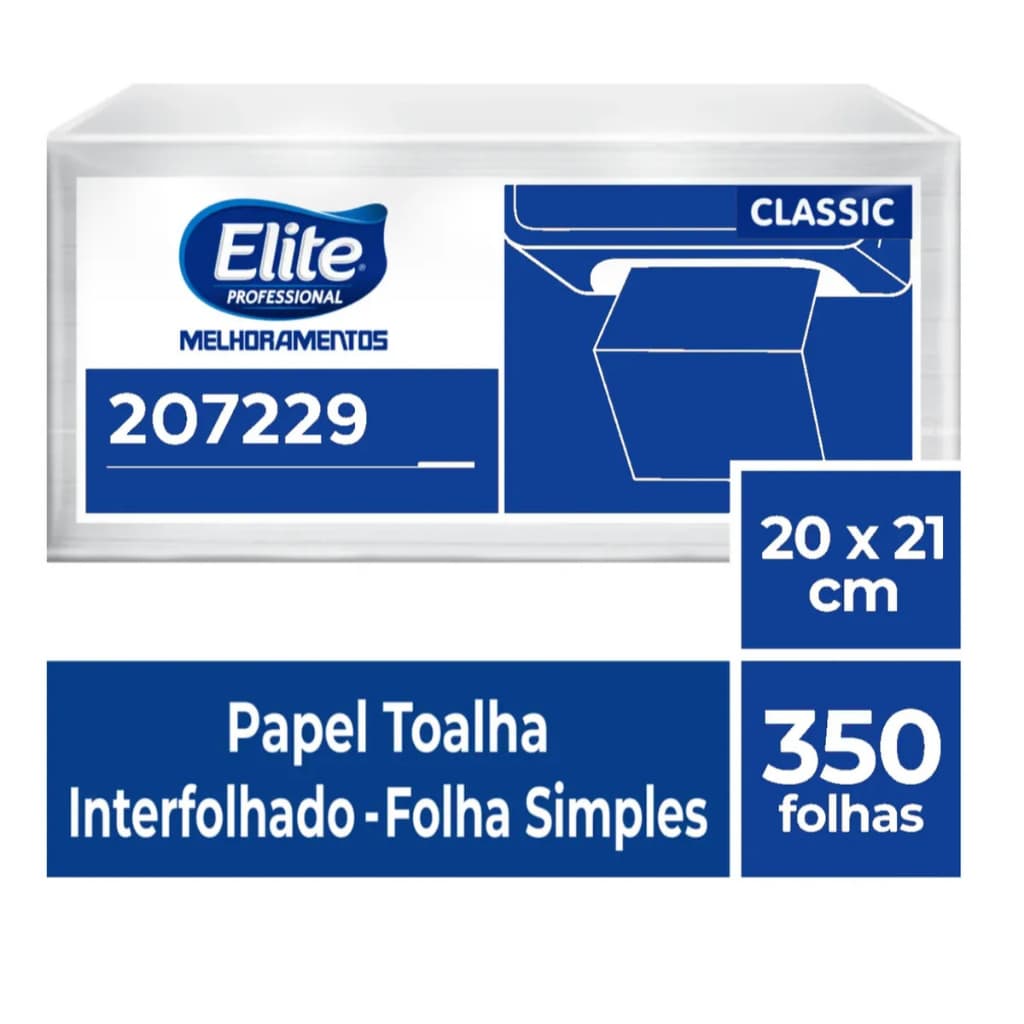 Papel Toalha Interfolhado Folha Simples Elite Classic C/350