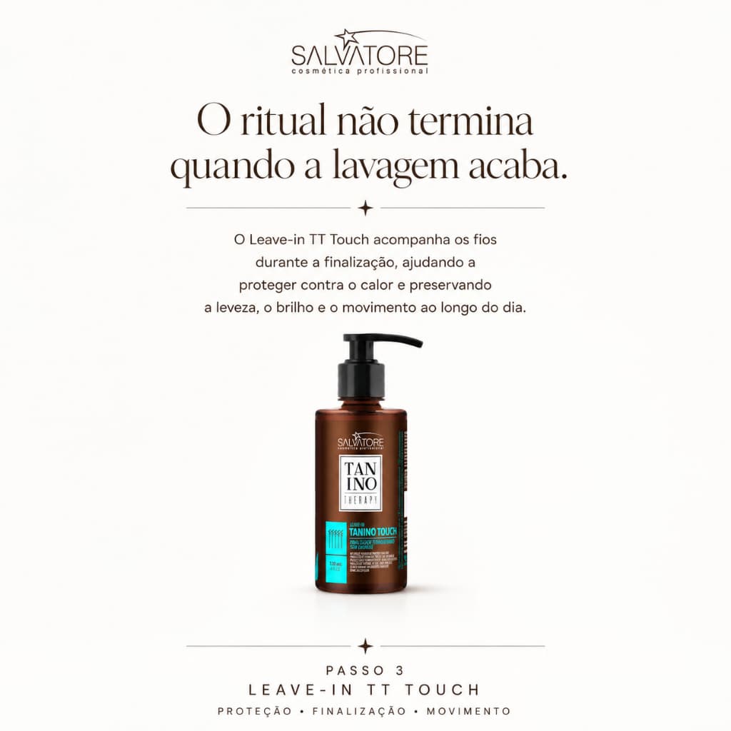 Leave-in Salvatore Tanino Therapy TT Touch 120ml Passo 3 do Ritual Profissional Proteção Térmica