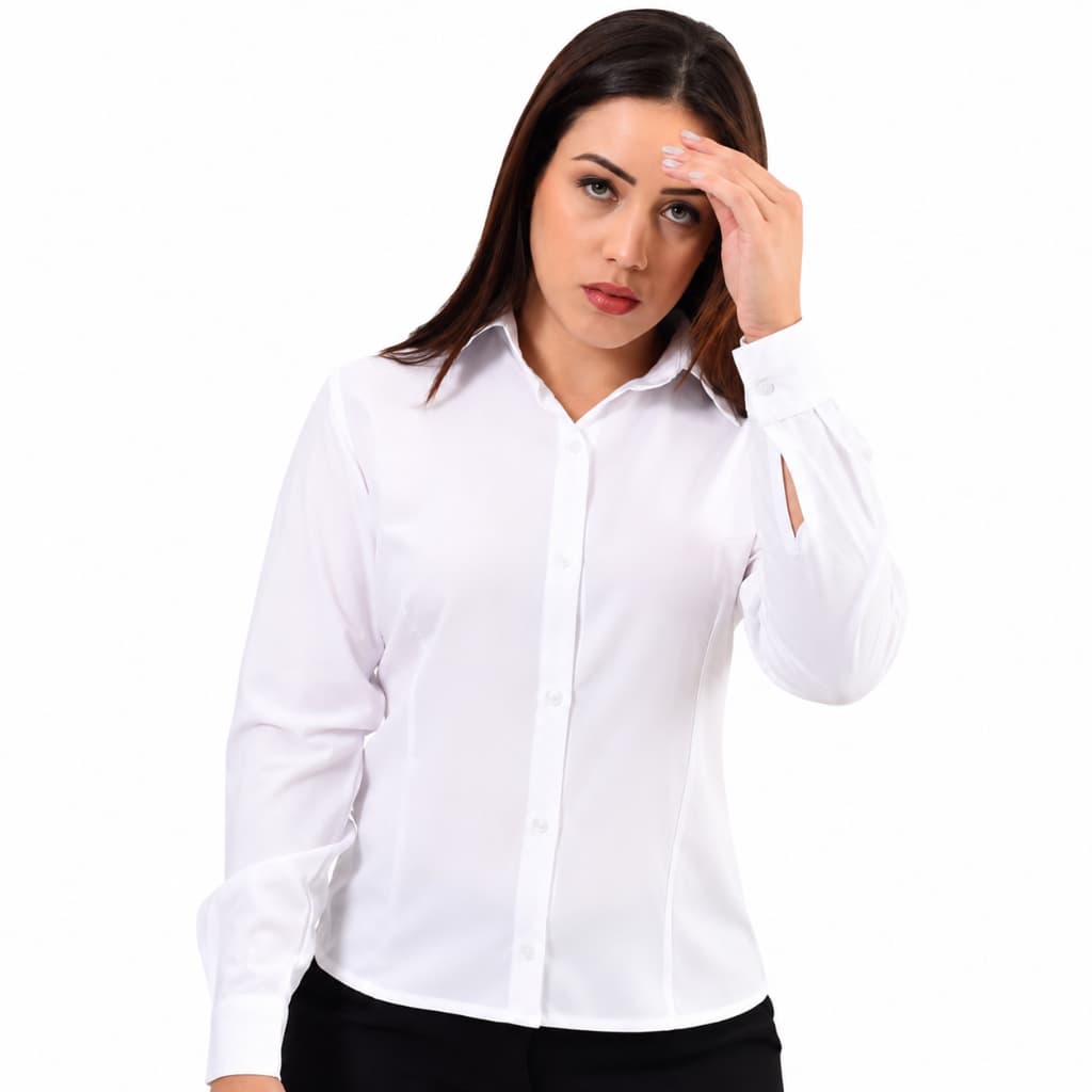 Camisa Social Feminina Manga Longa Gola Colarinho Crepinho Elegante promocao 2026