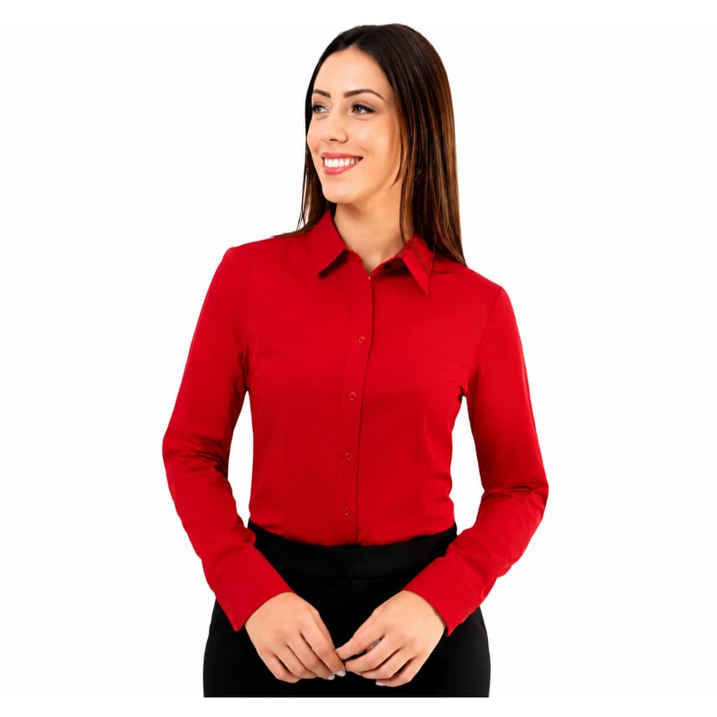 Camisa Social Feminina Elegante Crepinho Premium Manga Longa