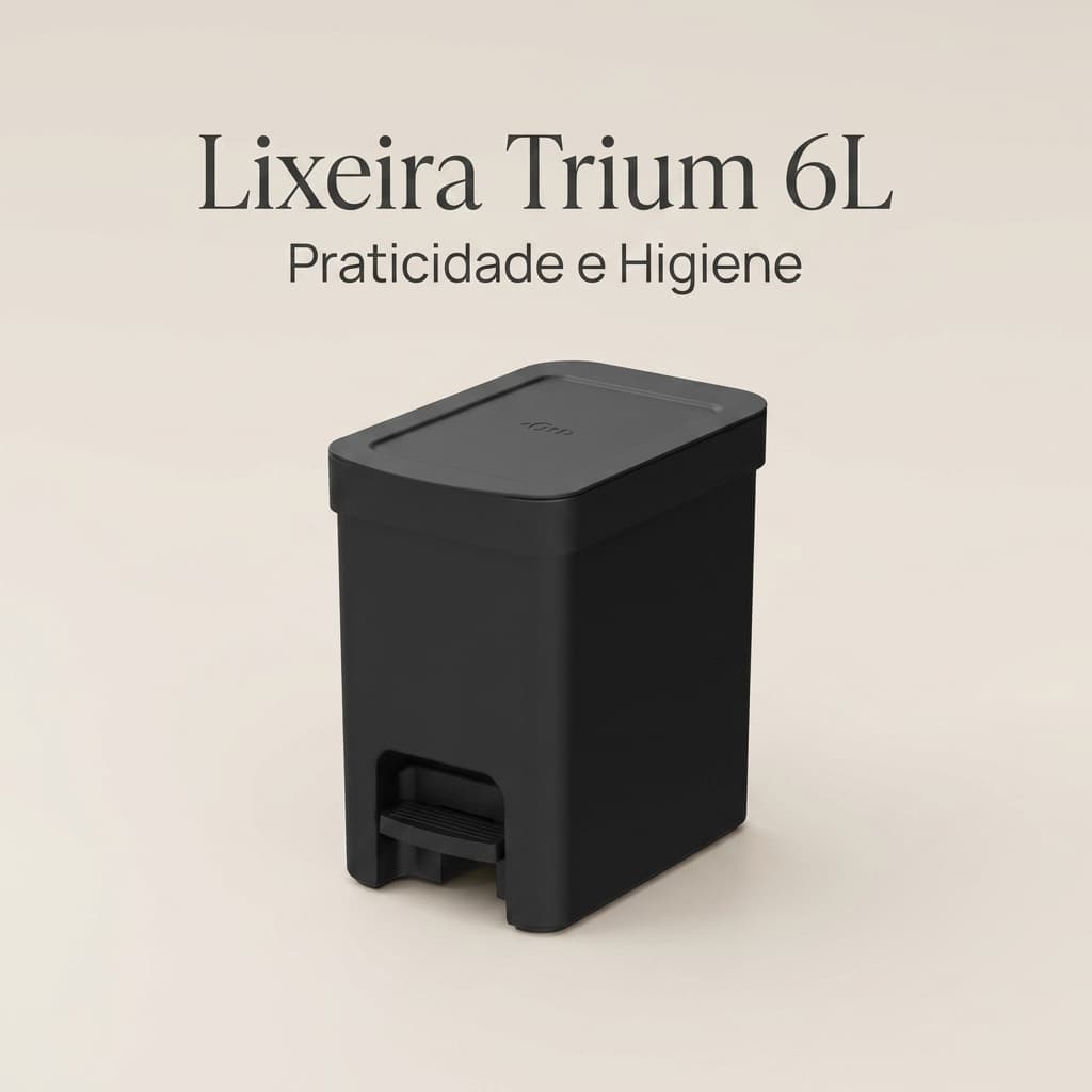Lixeira Pedal Trium 6L Fechada Anel de Vedação Banheiro Cozinha Luxo Ou Pronta Entrega Envio Imediato