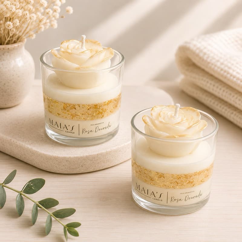 Vela Aromática Gourmet  (Rosa Dourada)