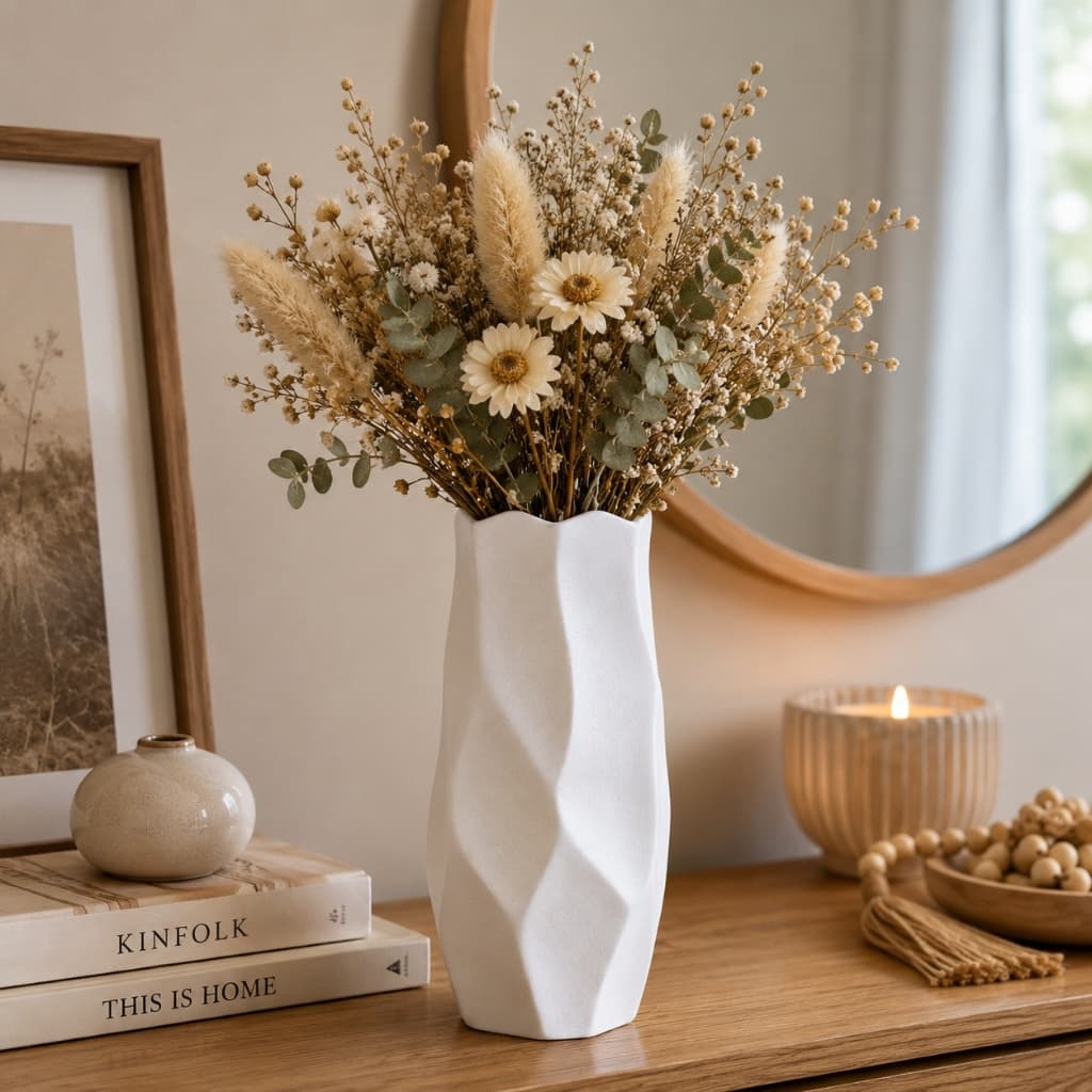 Vaso Decorativo Moderno Geométrico para Flores Artificiais Decoração Sala Quarto Escritório