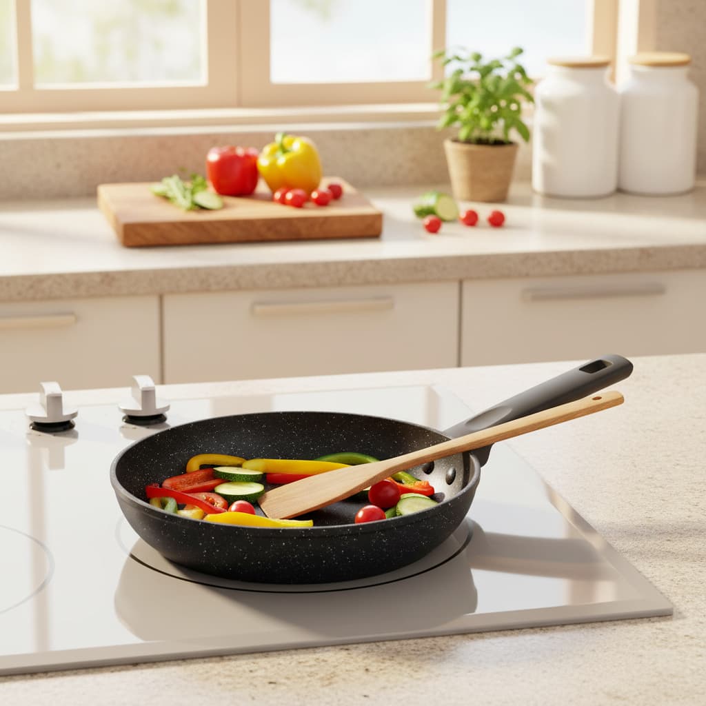 Frigideira Ceramica Antiaderente 28cm Fundo Inducao Design Elegante Preta