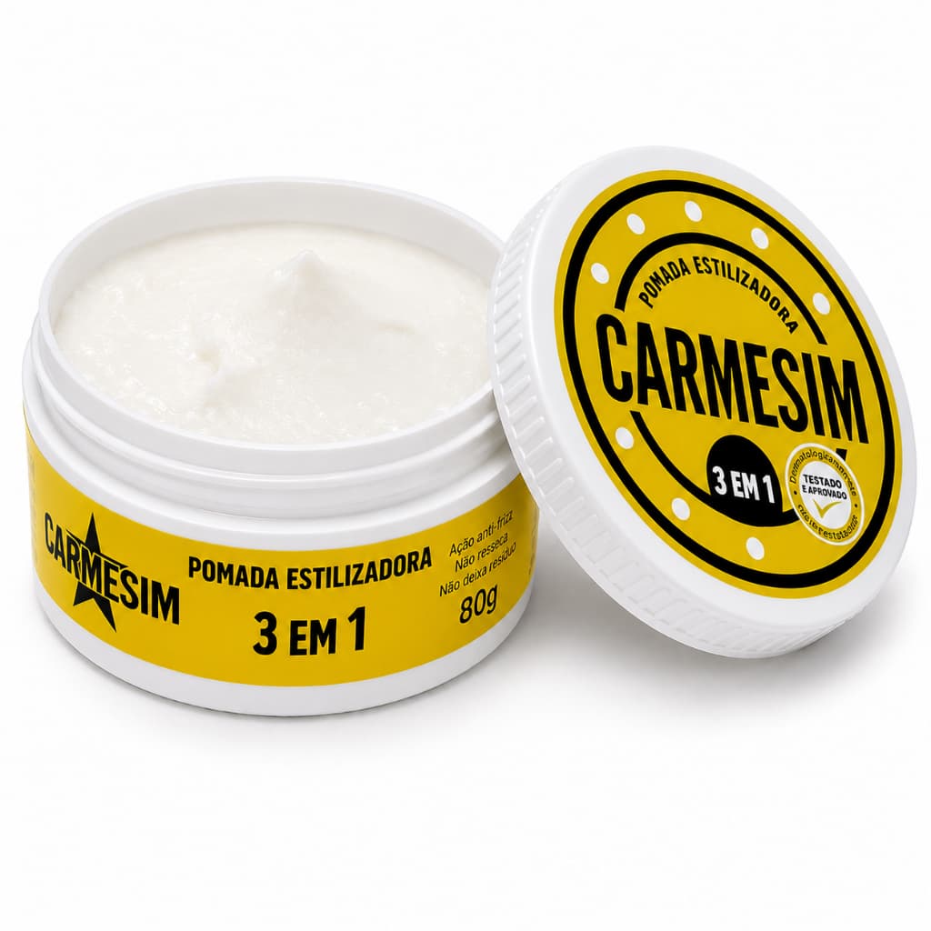 Pomada Modeladora Carmesim 3 Em 1 80g Cera Capilar Alta Fixação Anti Frizz Não Deixa Resíduos