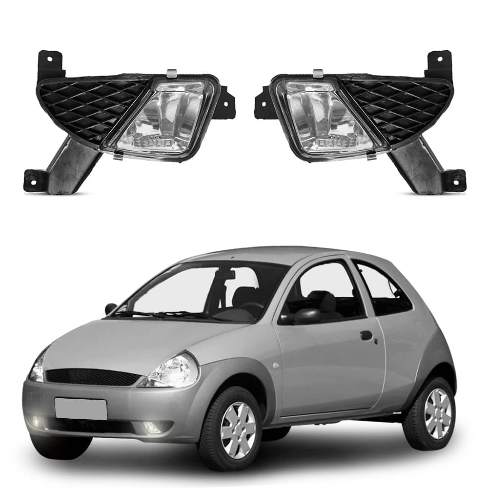 Kit Farol De Milha Ford Ka 2001 Até 2007 C/ Chicote E Botão - Kit Auxiliar Neblina Ka 2001 2002 2003 2004 2005 2006 2007