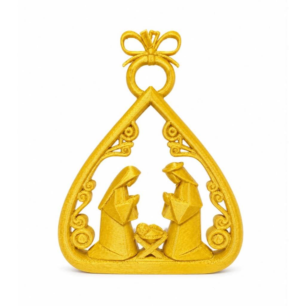 Enfeite de Natal Sagrada Família Dourado – Decoração Natalina