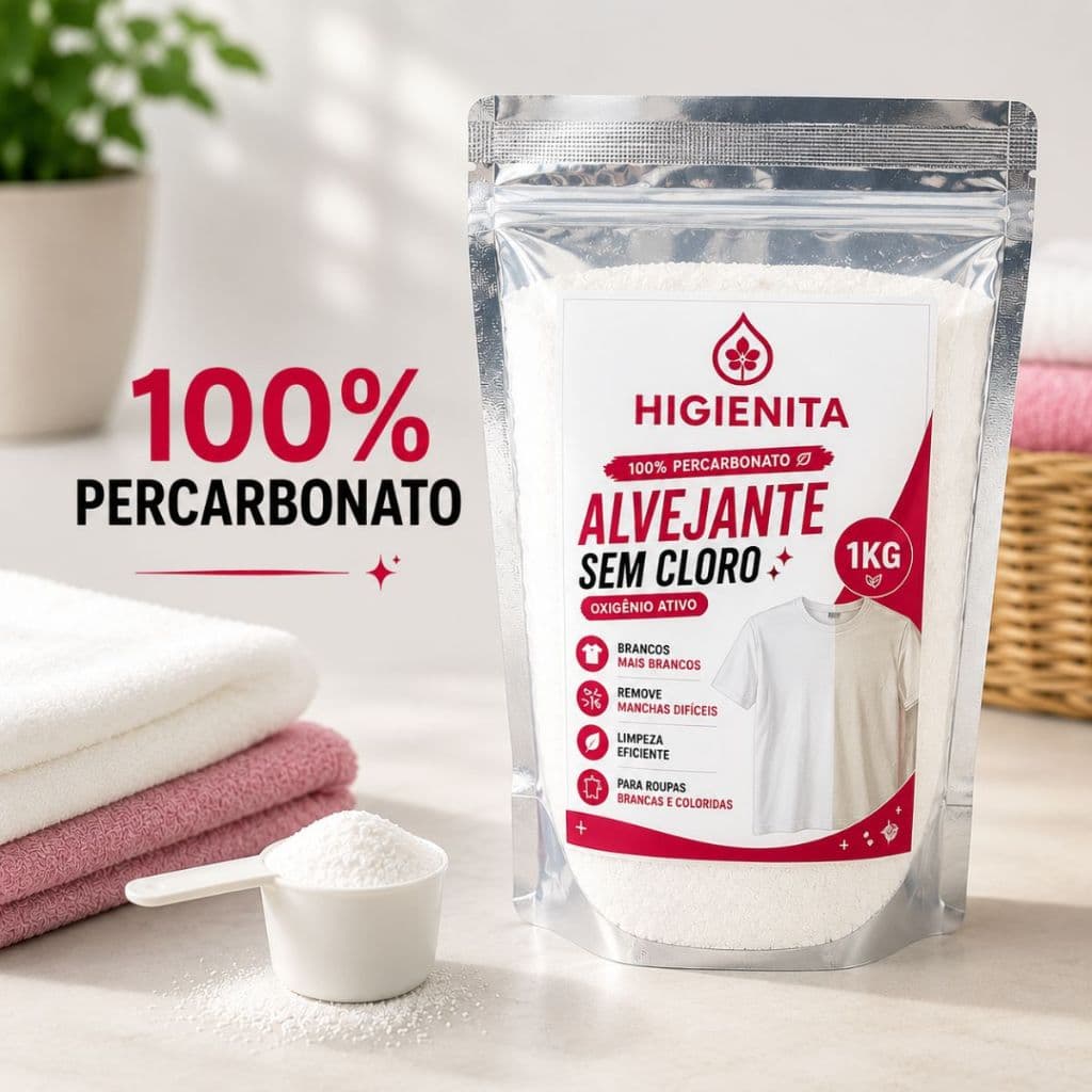 Percarbonato de Sódio 100% Puro 1kg Alvejante Tira Mancha de Roupa Branca e Colorida Sem Manchar