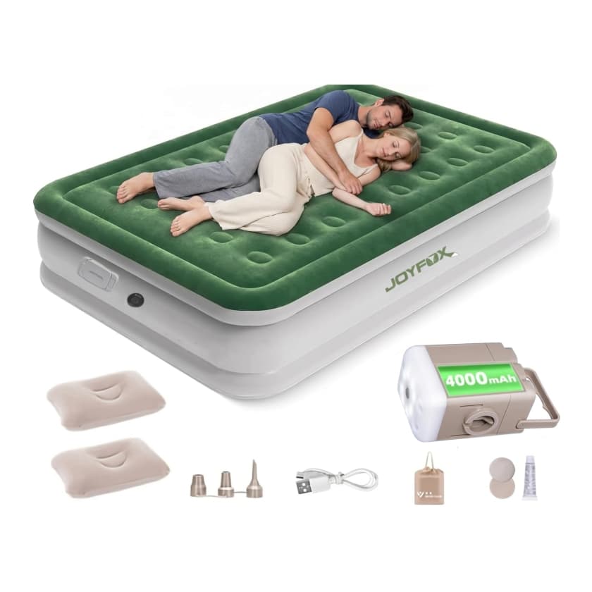 Colchão Inflável Queen Casal com Bomba Elétrica Recarregável Embutida Cama Inflável para Camping, Viagens e Uso Interno