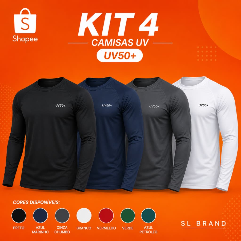 Kit 4 Camiseta Dry Masculina Manga Longa Fitness Academia Corrida CrossFit Poliester Térmica Premium