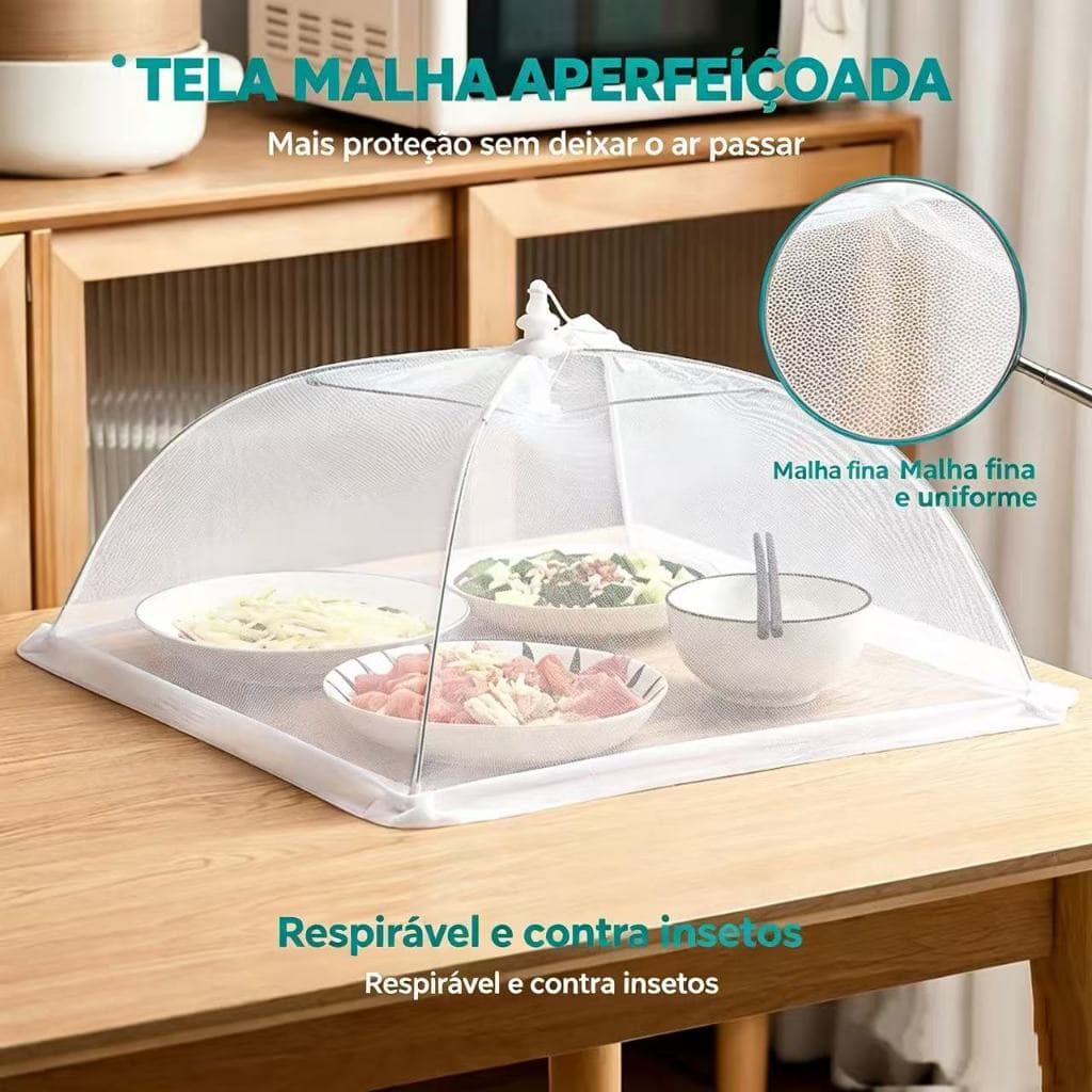 Tela Protectora para Alimentos Dobrável, Cobertura de Tela contra Moscas para Refeições na Mesa