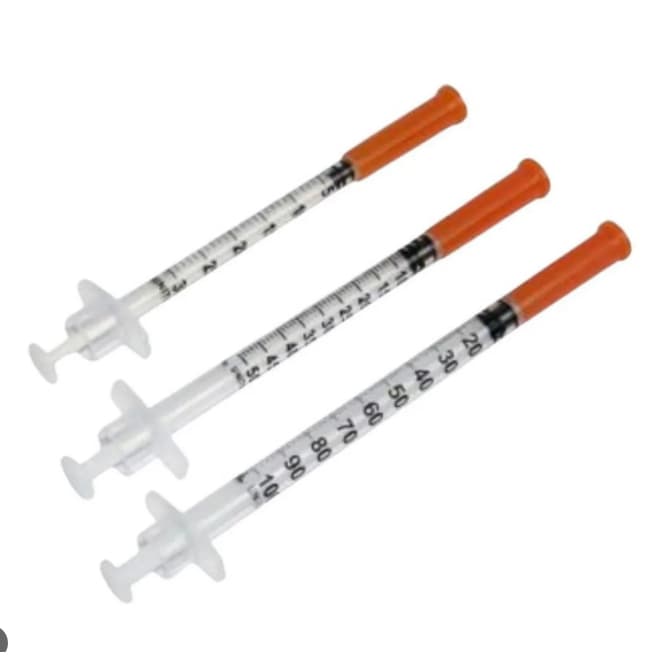 Kit Seringas de insulina 8 x 0,30mm 1ml seringas descartáveis com agulha fixa slip