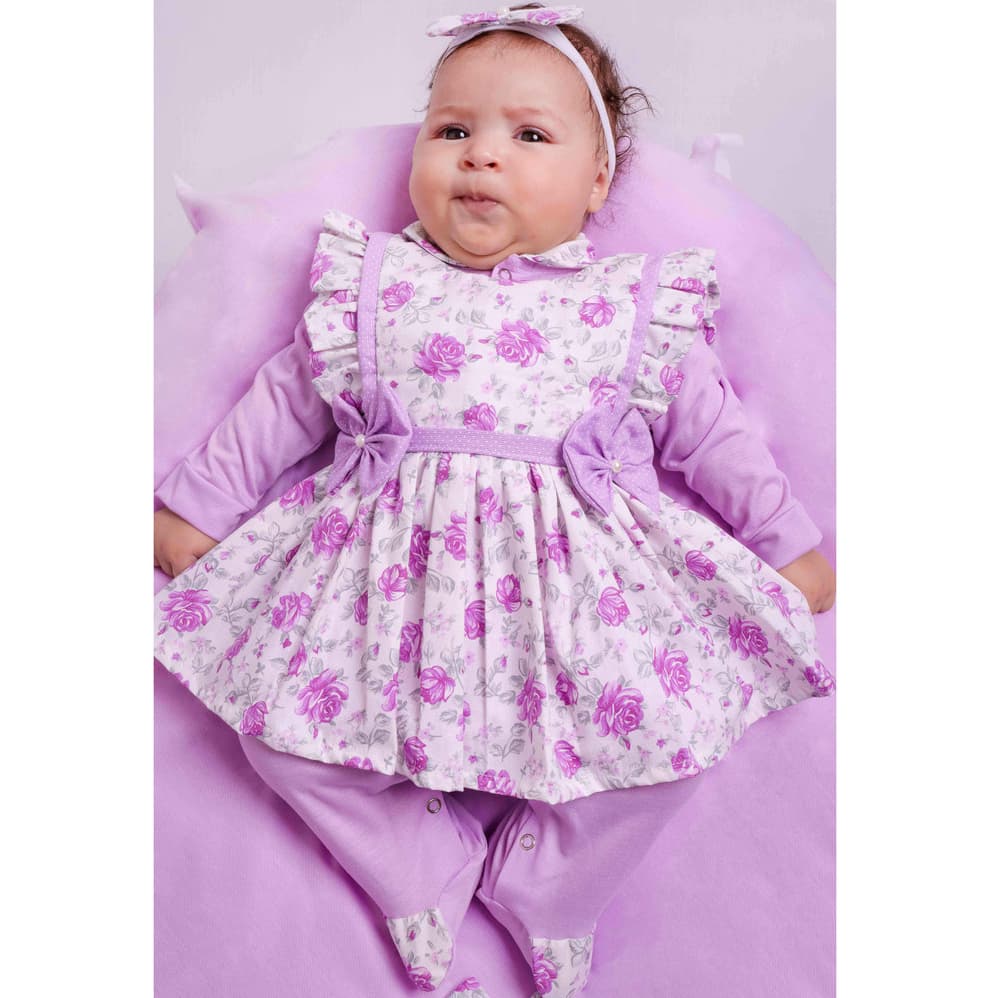 Saída Maternidade Menina 04 peças Duda Floral Roupas de Bebê