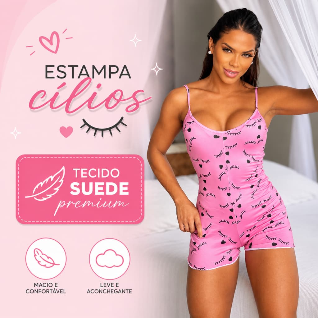 Pijama Macaquinho Feminino de alça Conforto e Estilo para sua Noite