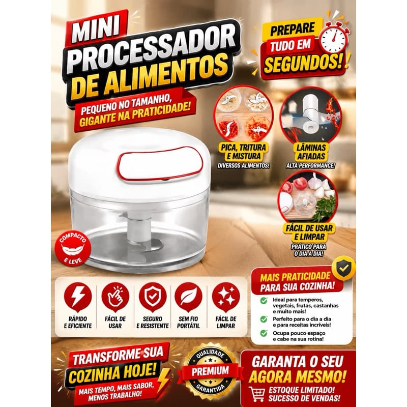 Mini Processador de Alimentos verduras – Praticidade e Agilidade na Sua Cozinha Rapidez no Preparo