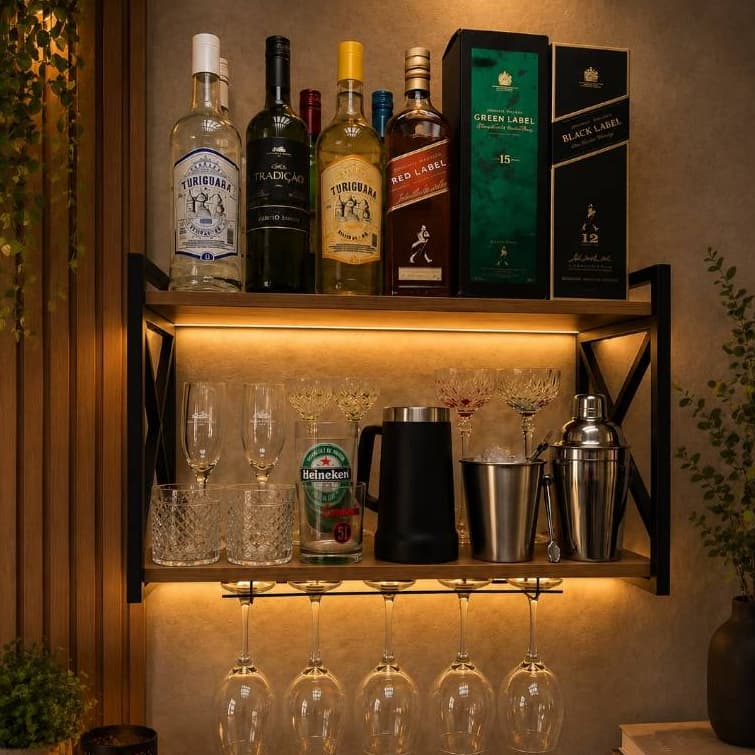 Bar Barzinho de Parede Adega Área Porta Taça Promoção