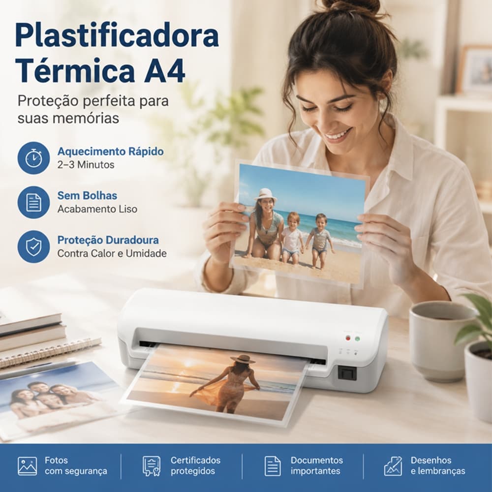 A4/A5/A6 Plastificadora Laminadora, Aquecimento Rápido De 3 Minutos, 10 Bolsas De Plástico+Cortador