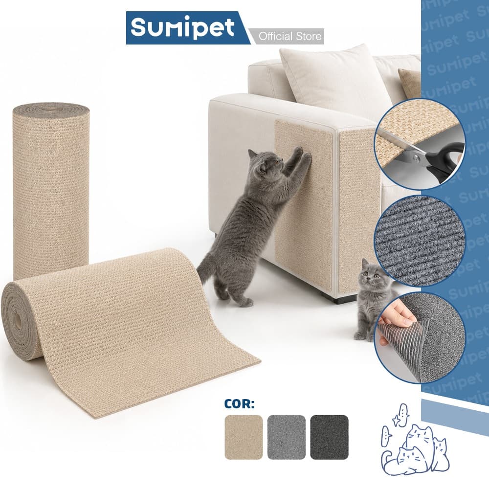 Tapete Protetor de Sofá Autoadesivo para Gatos Arranhador Cortável para Móveis e Parede