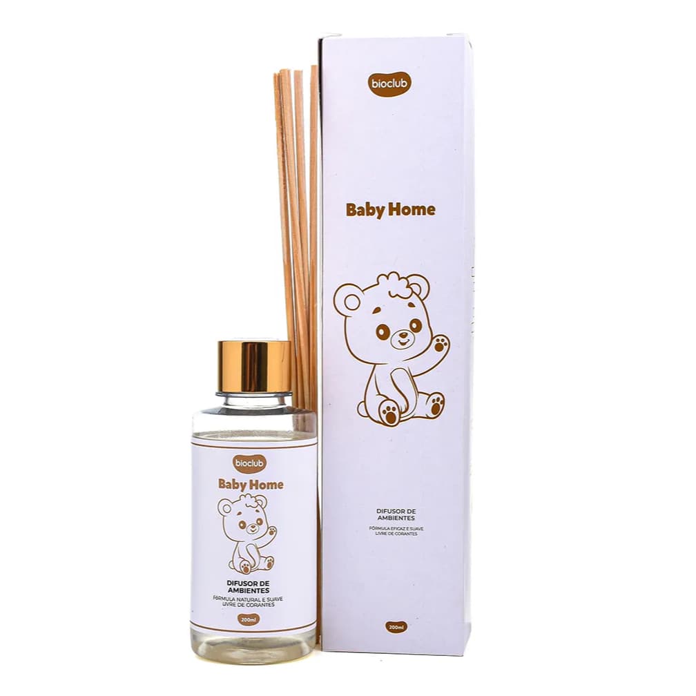 Difusor de Ambientes com 5 Bastões - Baby Home Bioclub 200ml aroma natural e suave