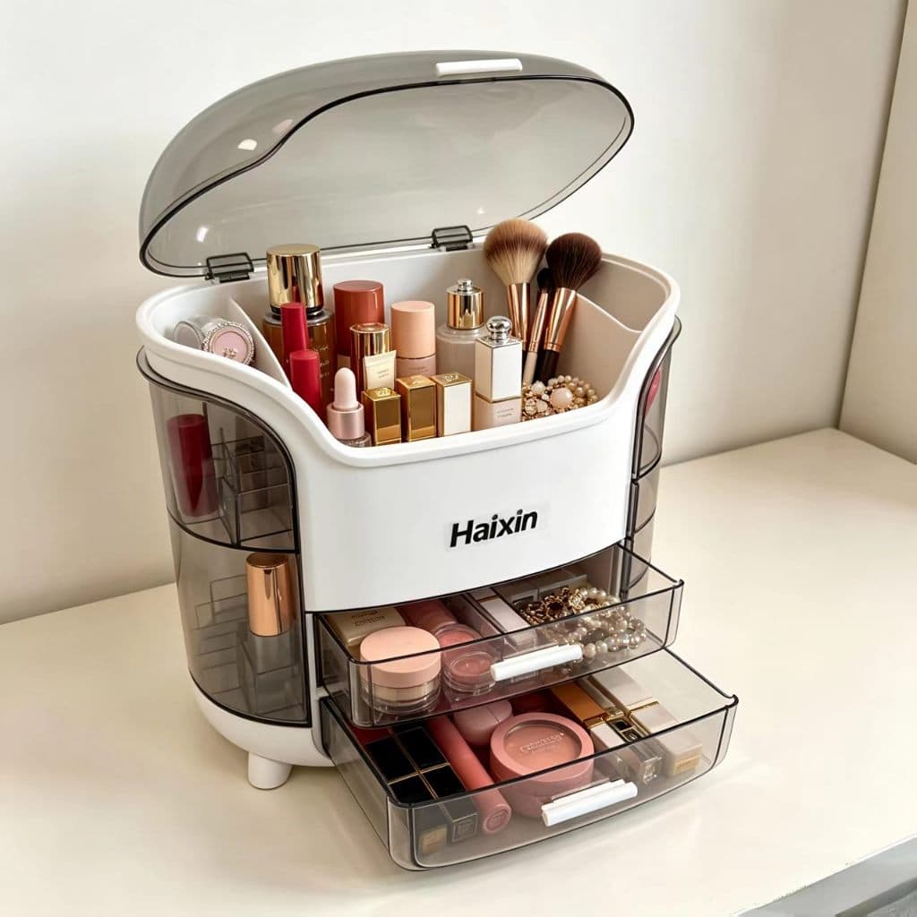 Porta Maquiagem Cosméticos Com 11 Divisões Em Acrílico Fumê