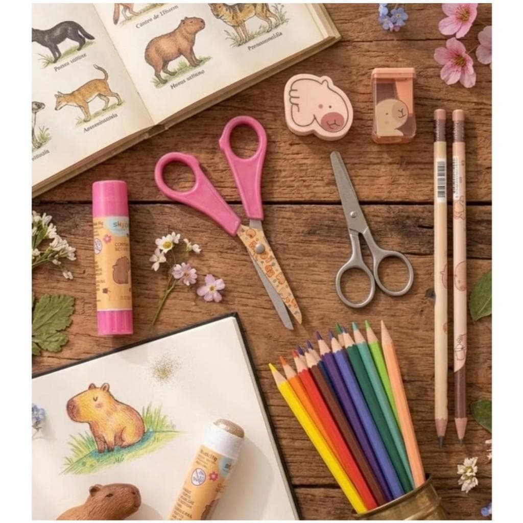 Material Escolar Capivara Completo Kit 7 Itens