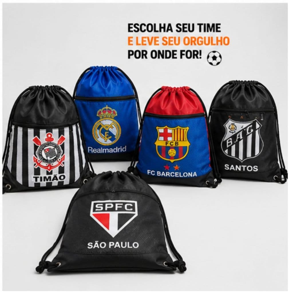 Kit com 15 Bolsas de Time a sua Escolha Dia a Dia Futebol Academia