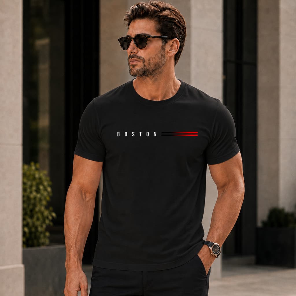 Camiseta Masculina Básica Boston Camisa Masculina Básica Boston Elegante