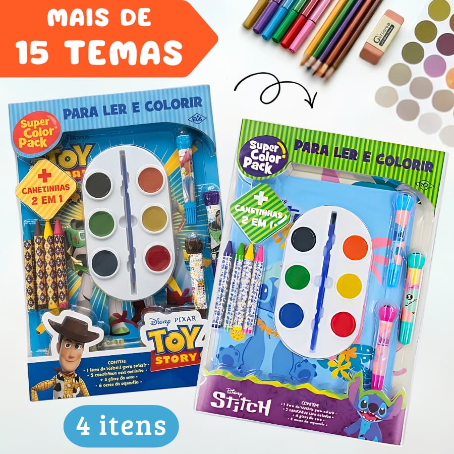 Kit Livro De Colorir Infantil Educativo De Personagem Stich Toy Biblico Presente Menina Menino