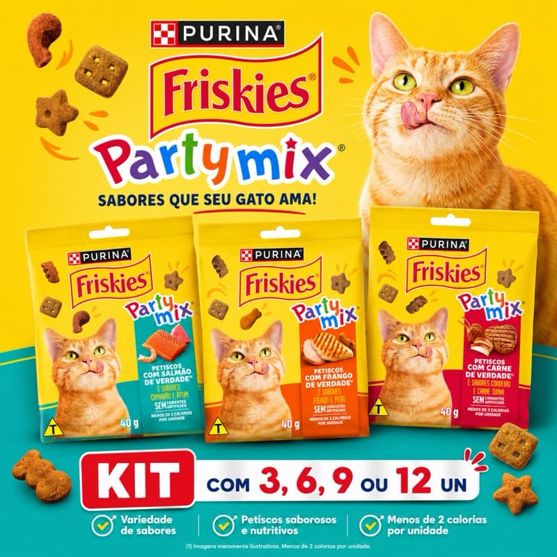 Friskies Party Mix 40g Todos Sabores Kit Economico de 3 a 12 Un