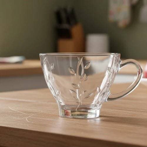 Jogo 6 Xicaras Vidro Flower 200ml Sem Pires Transparente Flower - Dumiat