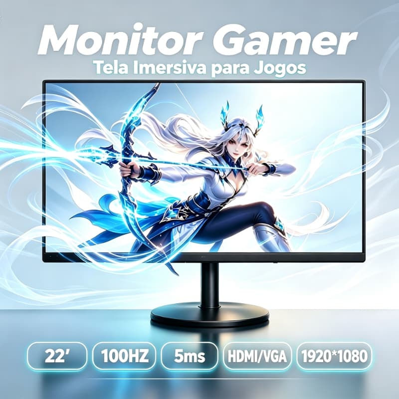 Novo Monitor HD de 22 polegadas Interface dupla Tela de computador Escritório Casa Tela LCD