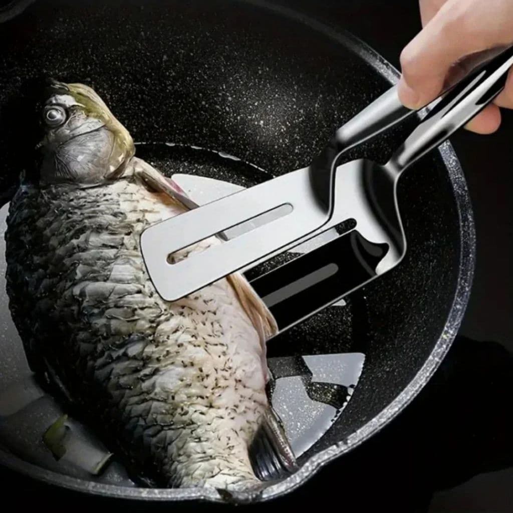 Espátula Pinça Dupla Inox 2 Em 1 Pegador E Espátula Cozinha Profissional Resistente Carne Pizza Lasanha Massas Pão