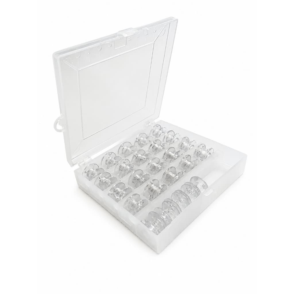 Kit com 25 Bobinas Alta/Baixa para Máquina Caseira Doméstica Bordado + Organizador