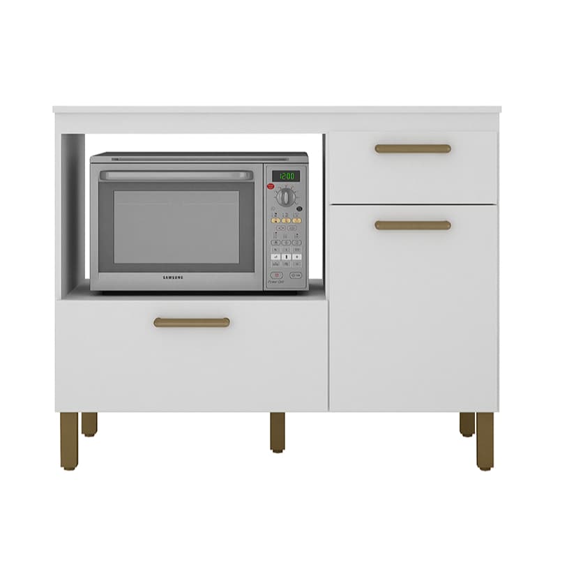 Armário Balcão de Cozinha com Marcação para Cooktop 5 Bocas 2 Portas 1 Gaveta
